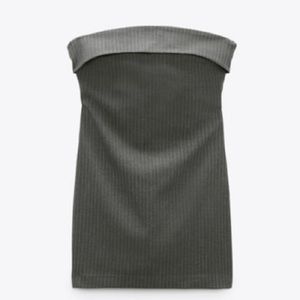 NWT Zara grey pinstripe strapless dress size s